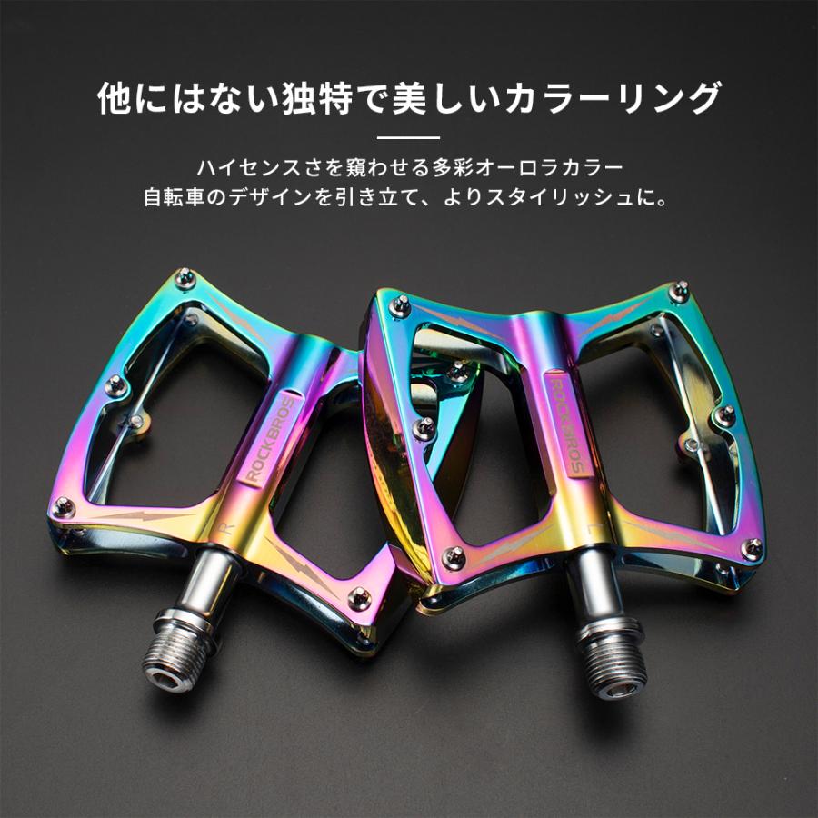 自転車 ペダル フラット オイルスリック 9/16インチ スパイクピン 両面12本 軽量 踏みやすい 防水 クロスバイク ロックブロス｜rockbros｜02