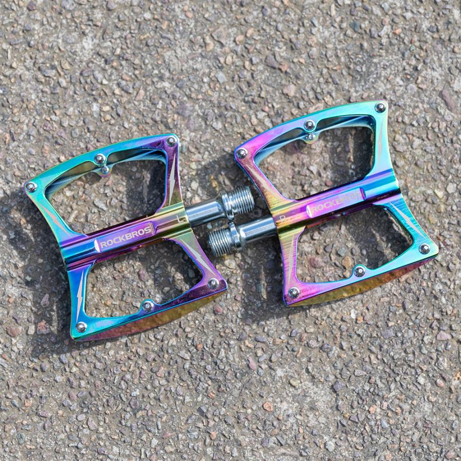 ROCKBROS 自転車 ペダル フラット オイルスリック 9/16インチ スパイク