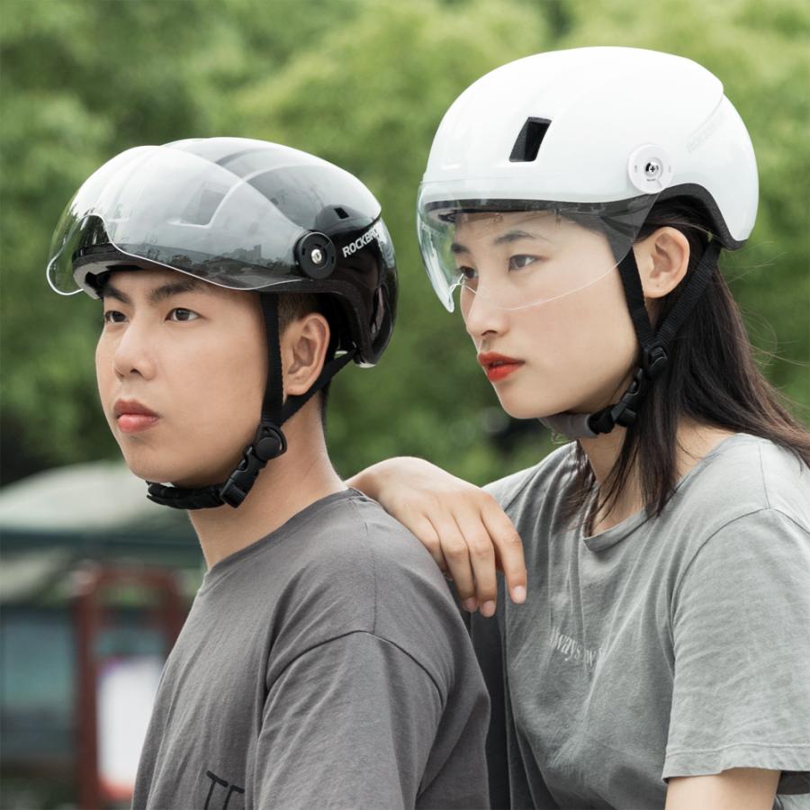 ROCKBROS ヘルメット 自転車 ハーフバイザー付き 大人用 男性 女性 55