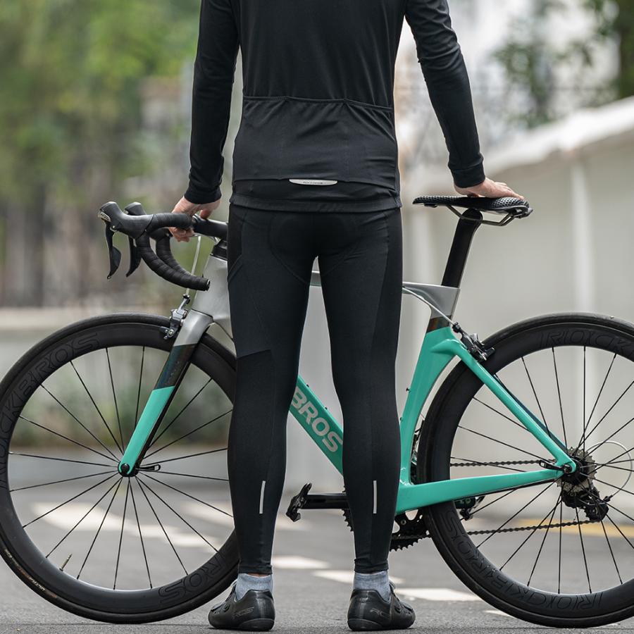 レディース L サイクリングジャージ パッド入りパンツセット 冬フリース吸汗速乾 ROCKBROS サイクリングパンツ ロング サイクル レーサー 秋冬