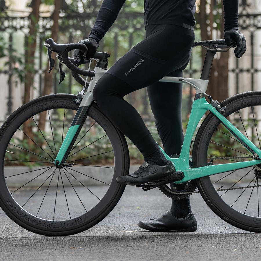 レディース L サイクリングジャージ パッド入りパンツセット 冬フリース吸汗速乾 ROCKBROS サイクリングパンツ ロング サイクル レーサー 秋冬