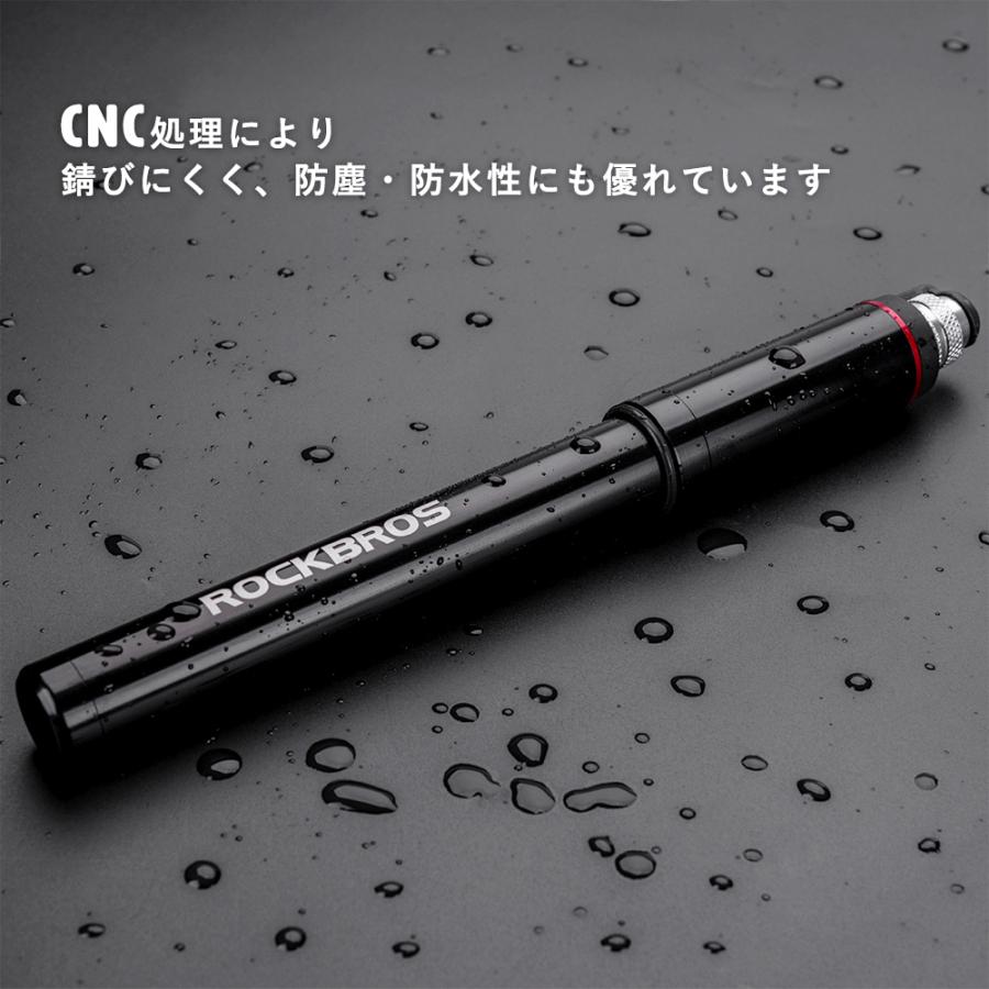 ROCKBROS 空気入れ 自転車 携帯 圧力ゲージ付き 150psi 仏式 米