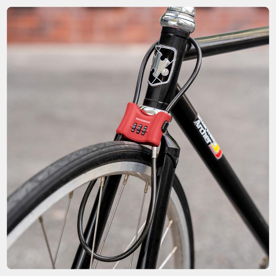 ROCKBROS 自転車 鍵 ワイヤーロック ケーブルロック ダブルロック 防犯