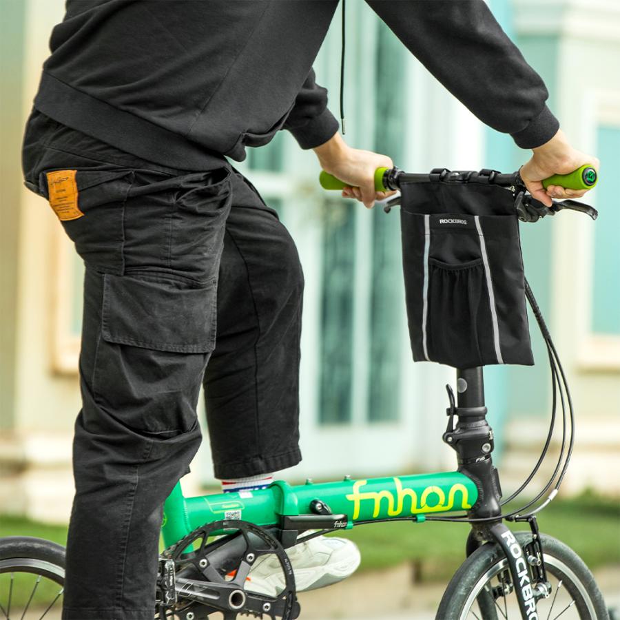 ROCKBROS 自転車 フロントバッグ ハンドルバッグ 薄型 傘 ペットボトル