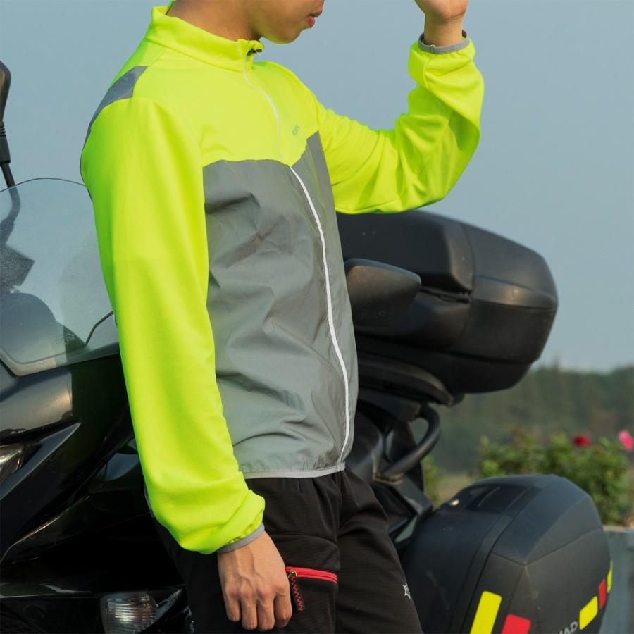 ROCKBROS 反射ジャケット ブルゾン 夜間安全 蛍光 長袖 メッシュ 現場