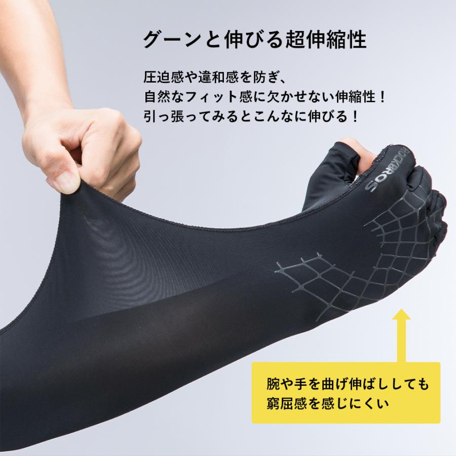 アームカバー グローブ 一体型 ロング UVカット UPF50+ 冷感 メンズ