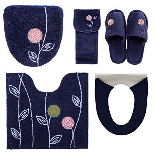 切売販売 北欧 おしゃれ トイレマット セット 5点 ブルー 洗浄暖房型 かわいい 花 モダン フラワー 鮮やかな深い青 オカ A B01m668a47 2107 Rockdesire 送料無料 Dekalbprobatejudge Com