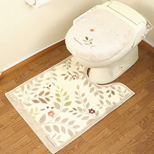 22年激安 ２点セット ふたカバー ロングトイレマット サンリーフ ベージュ かわい おしゃれ 北欧 日本製 洗浄暖房 普通便座共用型 トイレ用品 Oyostate Gov Ng
