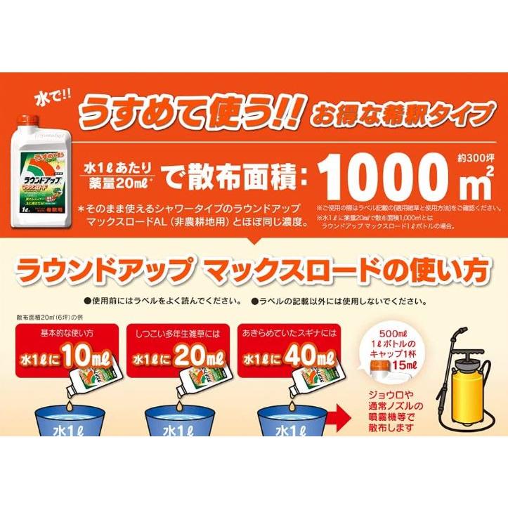 12個セット ラウンドアップ マックスロード 500ml 原液 薄めて使う 希釈用 除草剤 農耕地 グリホサート 一年草 多年草_1