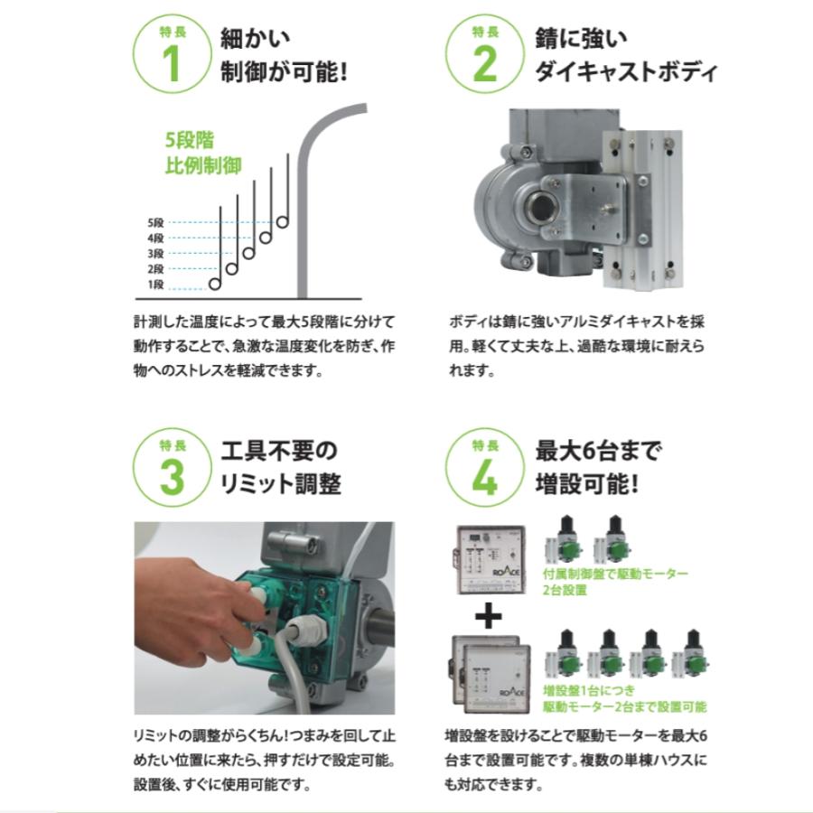 ビニールハウス自動換気装置 ロールエース A I型単相100V ロールエースA1型 100V セット販売 ハウス自動換気装置 3年保証付き