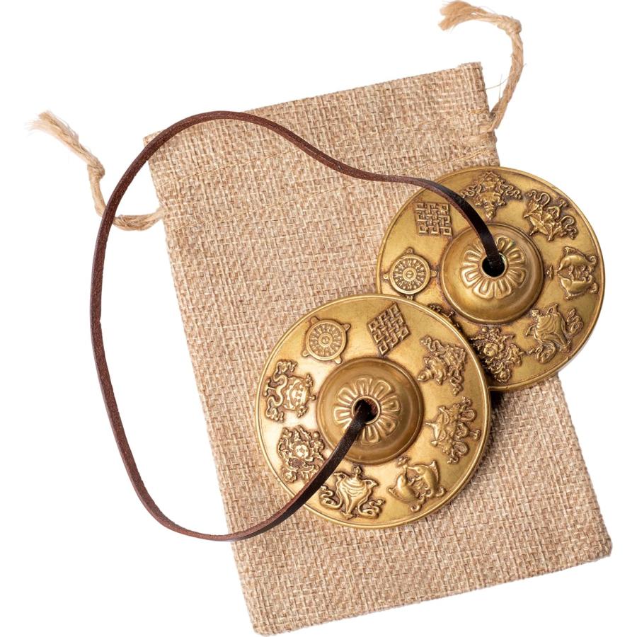 ティンシャベル ティンシャ プレミアム 浄化用 チベット密教法具 手作り 銅 古美術工芸 チベタンベル ヨガ 瞑想 音色 シンバル 八宝吉祥図 八宝 DANNY LIB | ブランド登録なし | 06