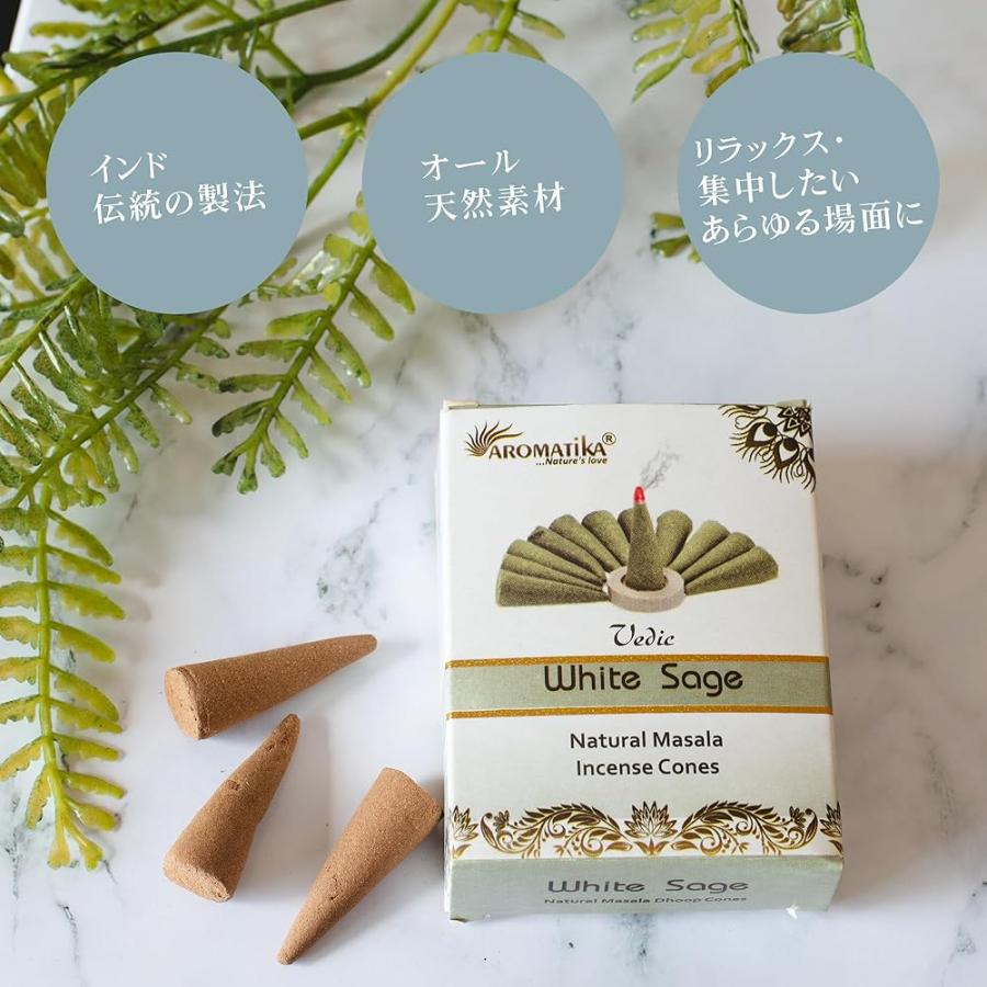 ホワイトセージ コーン お香 浄化 お香立て付き 線香 お線香 香炉セット インセンス スマッシング ヒーリング アロマ リラックス DANNY LIB | ブランド登録なし | 02