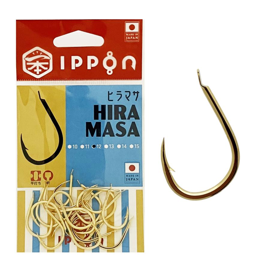 /メール便可/ IPPON (一本) ヒラマサ ゴールドコート 11号/20本入〜15号/12本入 日本製 釣り針 フック 徳用｜rockfish-link｜03