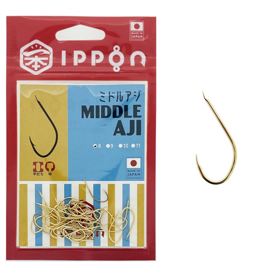 メール便可/ IPPON (一本) ミドルアジ ゴールドコート 8号/40本入〜11