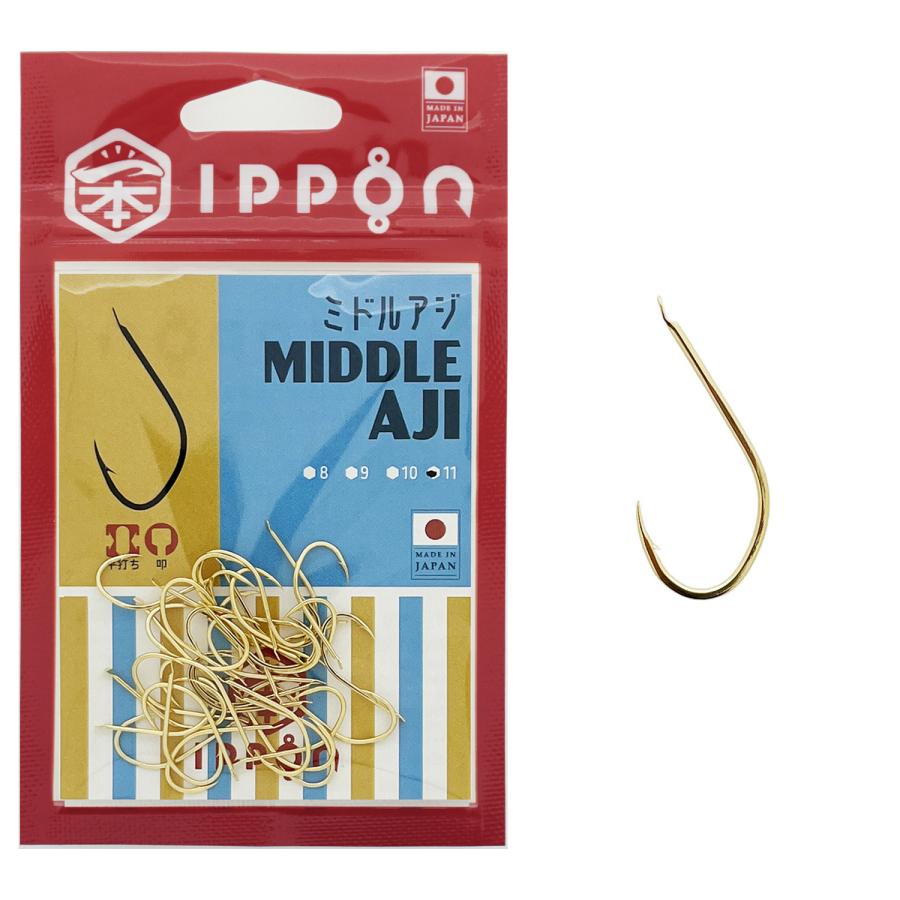 メール便可/ IPPON (一本) ミドルアジ ゴールドコート 8号/40本入〜11