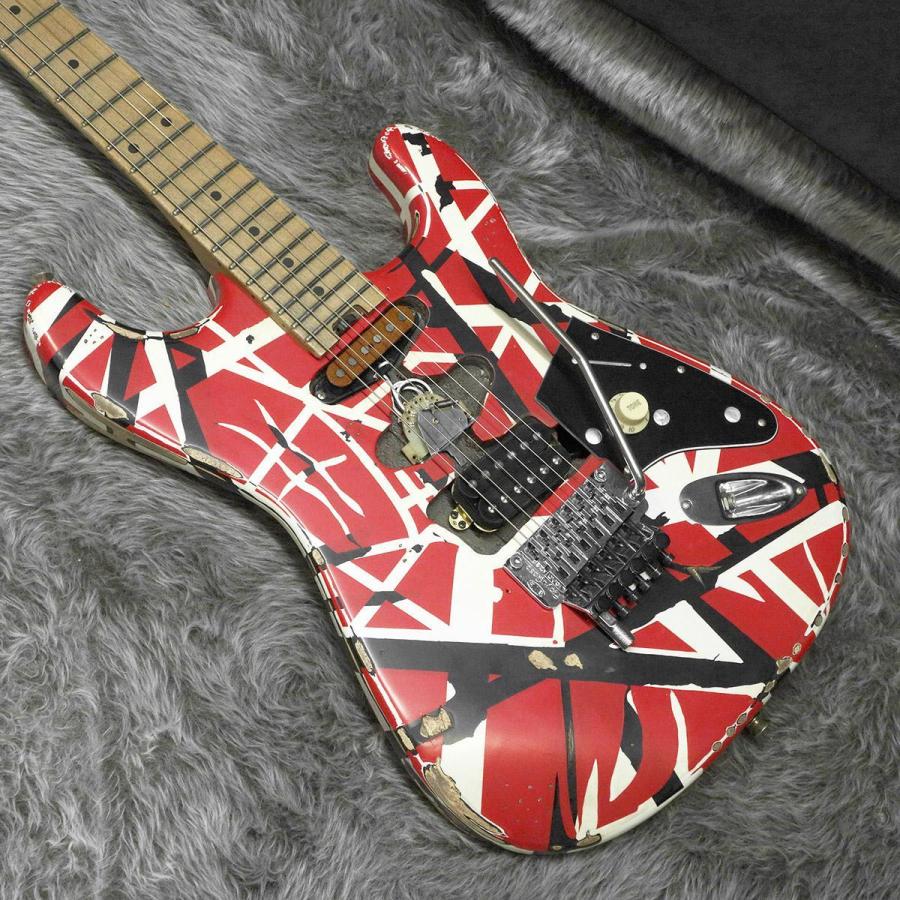 EVH Striped Series Frankenstein Frankie MN Red with Black Stripes 
