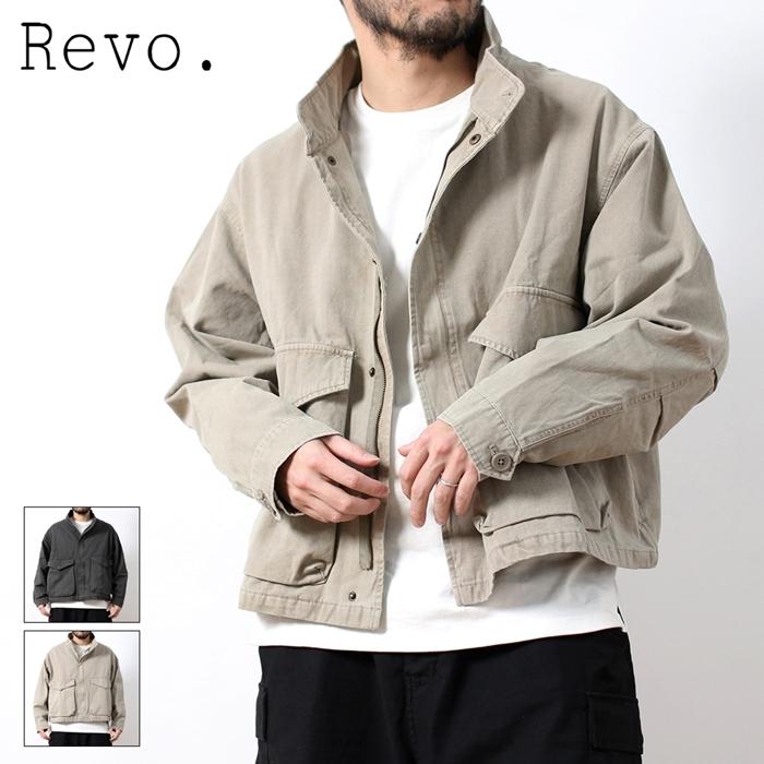 Revo. ショート丈 ブルゾン レヴォ 硫化染め ストーンバイオ加工 Revo. ショート丈 ブルゾン レヴォ 硫化染め ストーンバイオ加工