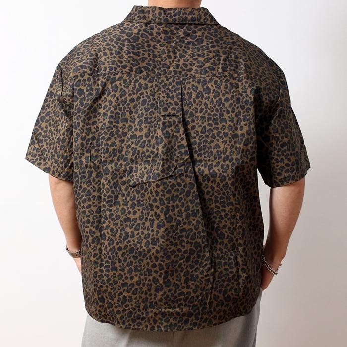 グラム　ストレッチ　厚手　長袖シャツ　レオパード　赤　M　L　ゆるダボ　古着 DOGMAN ラガーシャツ 長袖 作業着 鹿の子 厚手 丈夫 1250