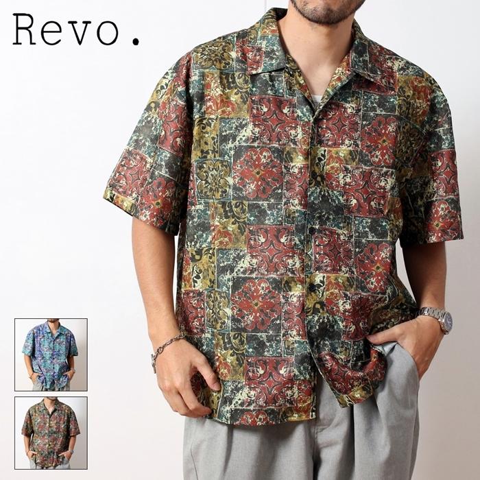 Revo. レヴォ 半袖シャツ ダマスク柄 メンズ ユニセックス ブランド 春