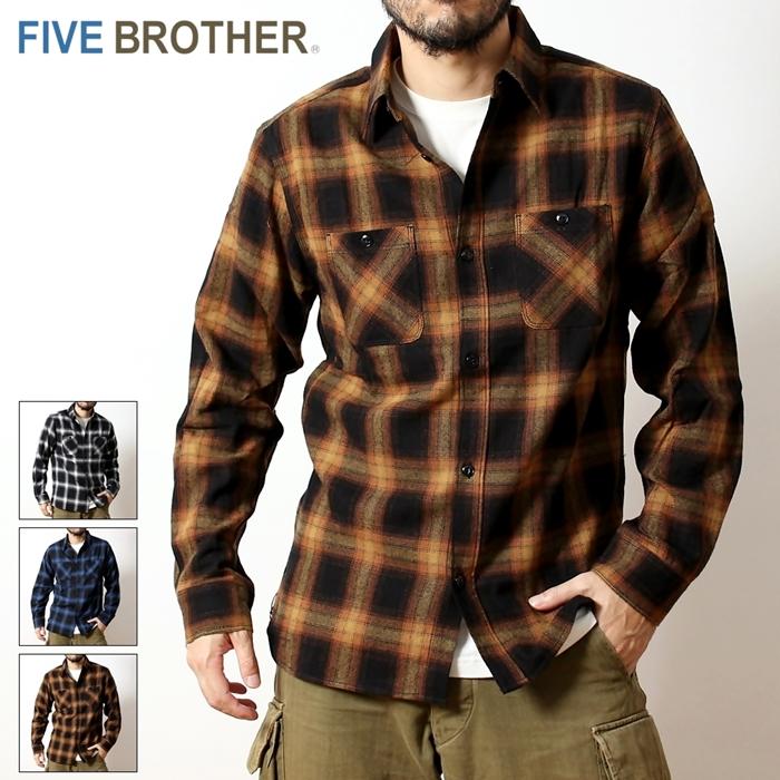 FIVEBROTHER ファイブブラザー ネルシャツ FIVE BROTHER ライト FIVEBROTHER ファイブブラザー ネルシャツ FIVE BROTHER ライト