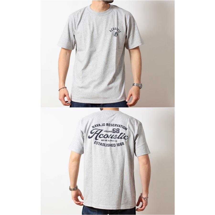 Acoustic アコースティック プリントTシャツ メンズ ブランド 半袖 厚手 インディアン デザイン 丸胴 バックプリント ヘビーウェイト アメカジ (66-ac24206)｜rockingchair2822｜07