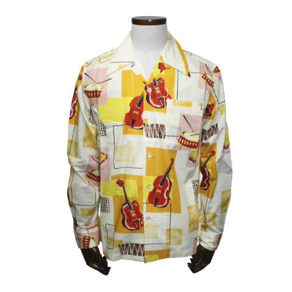 クリームソーダ（CREAM SODA） CSプリント長袖シャツ(楽器柄) : ROCKIN