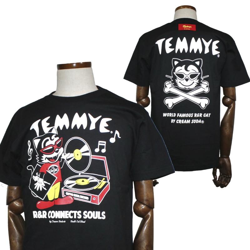 クリームソーダ（CREAM SODA） TE RECORD Tシャツ ブラック/ホワイト