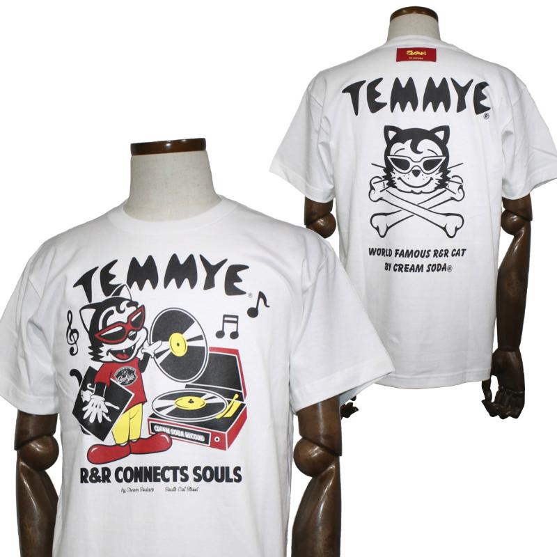 クリームソーダ（CREAM SODA） TE RECORD Tシャツ ブラック/ホワイト