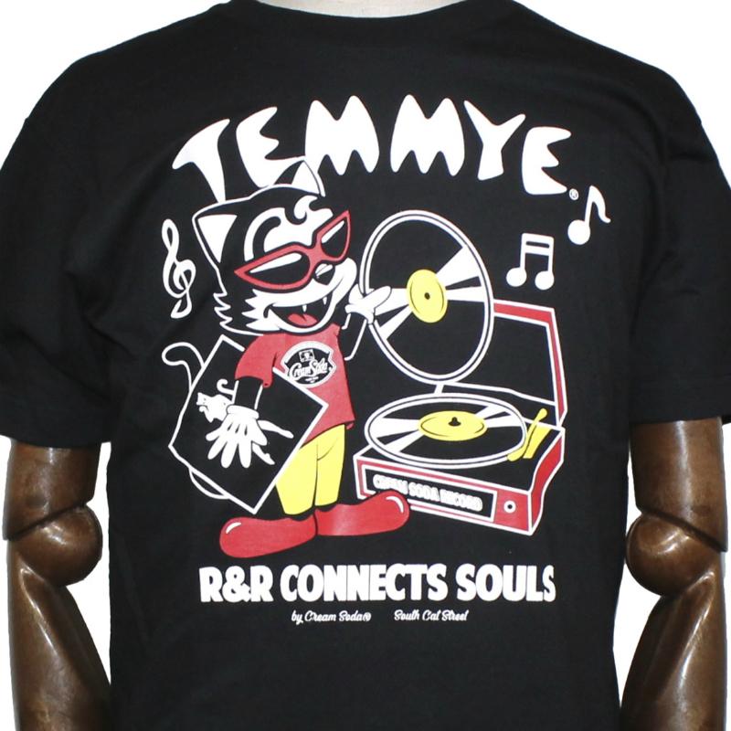 クリームソーダ（CREAM SODA） TE RECORD Tシャツ ブラック/ホワイト