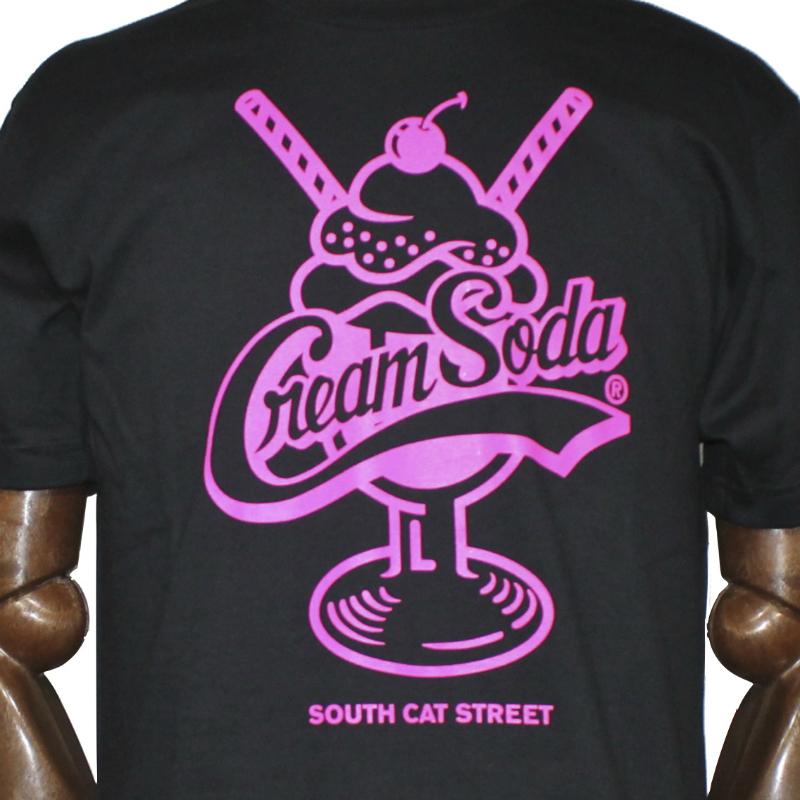 クリームソーダ（CREAM SODA） CS ストローTシャツ ブラック/ホワイト