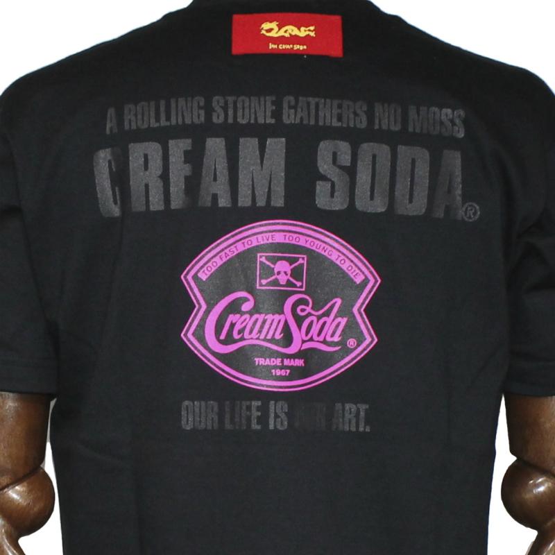 クリームソーダ（CREAM SODA） CS ストローTシャツ ブラック/ホワイト