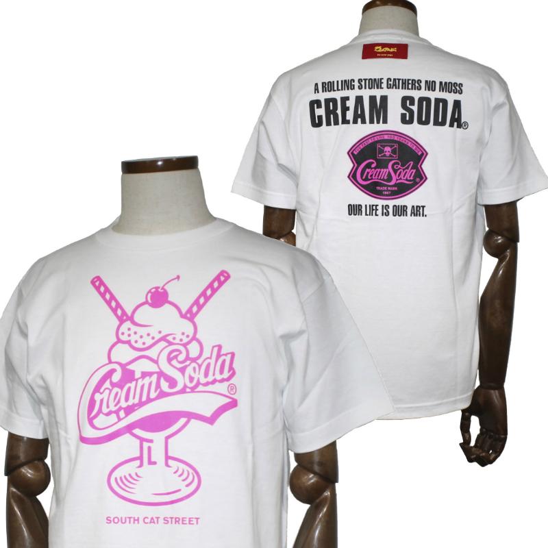 クリームソーダ（CREAM SODA） CS ストローTシャツ ブラック/ホワイト