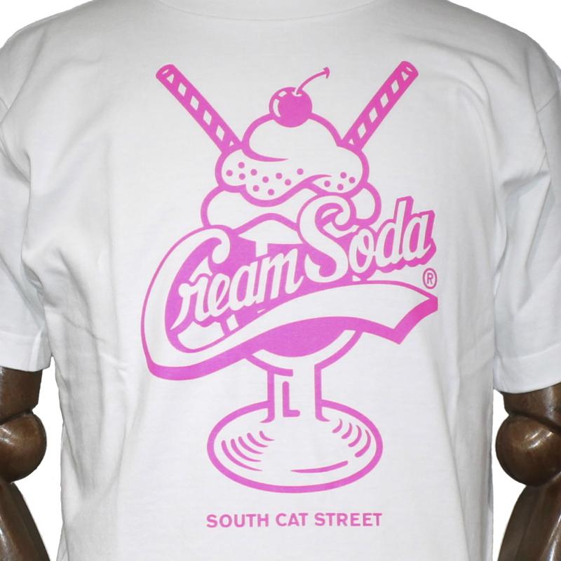 クリームソーダ（CREAM SODA） CS ストローTシャツ ブラック/ホワイト