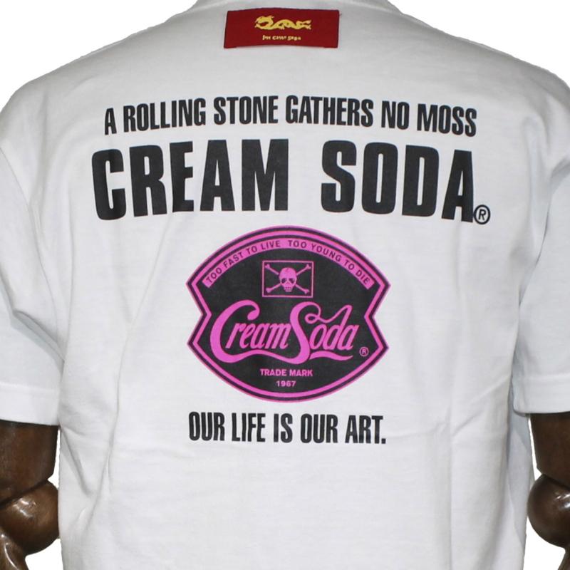クリームソーダ（CREAM SODA） CS ストローTシャツ ブラック/ホワイト