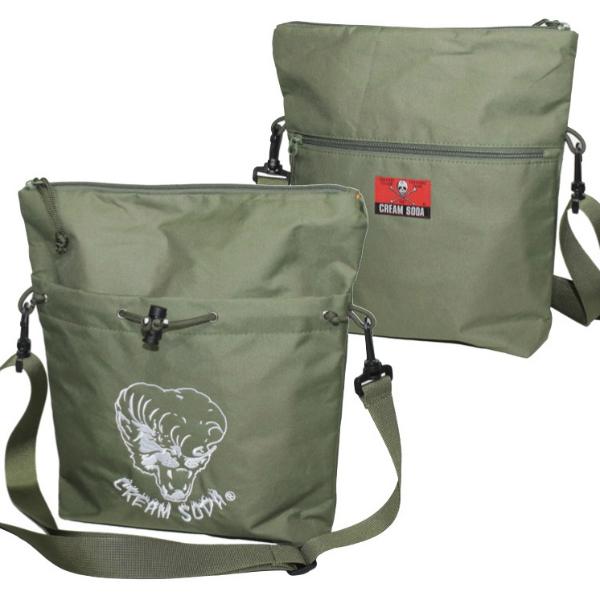 クリームソーダ（CREAM SODA） CS CROSS BODY BAG4 ブラック/モス