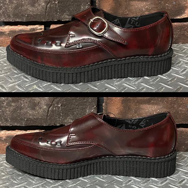 半額直販 T.U.K.　Monk Buckle Creeper モンクストラップ ポインテッド・クリーパー ラバーソール Burgundy　A9856