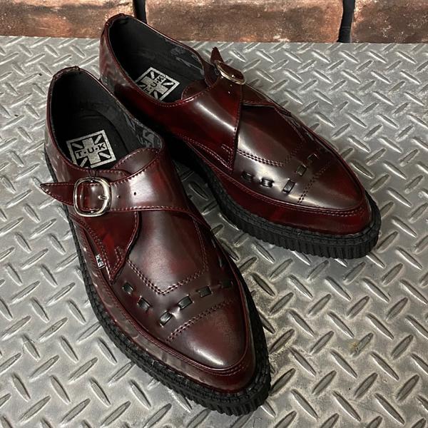 半額直販 T.U.K.　Monk Buckle Creeper モンクストラップ ポインテッド・クリーパー ラバーソール Burgundy　A9856