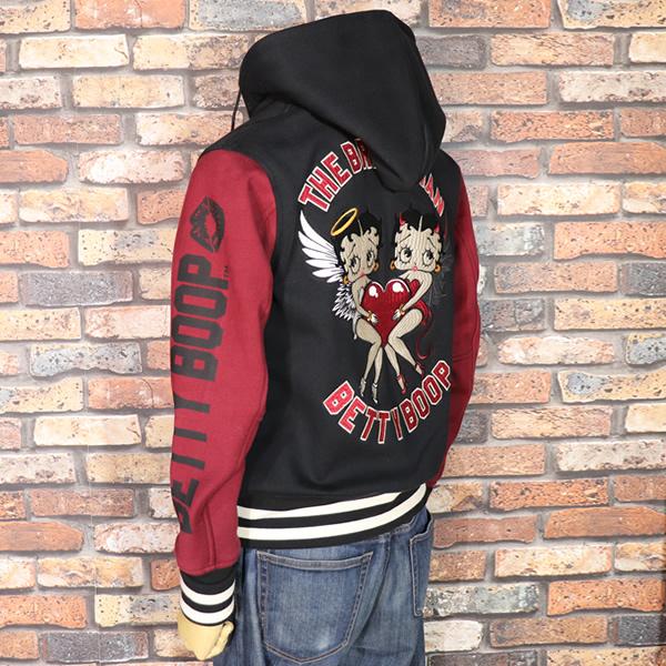 BETTY BOOP フード付きスタジャン Indian Motocyacle betty boopフード