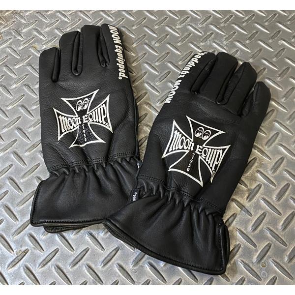 MOON EQUIPPED ムーンイクイップド MOONEYES ムーンアイズ  Iron Cross Winter Leather Gloves  アイアンクロス レザーグローブ  BK071BK｜rocknroll｜02