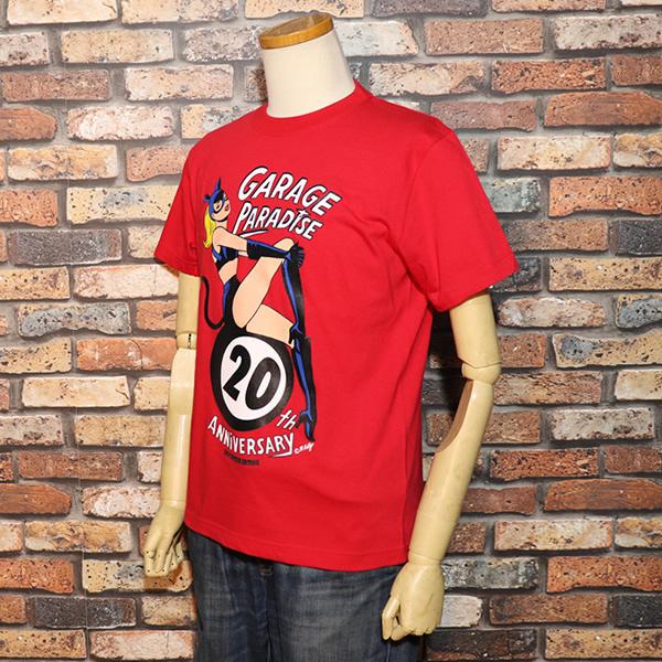 ガレージパラダイス20周年記念コークストライプ・ワークシャツ コーム付ロカビリー M.Kelly DESIGN GARAGE PARADISE 20th ANNIVERSARY T-SHIRT マシンガン