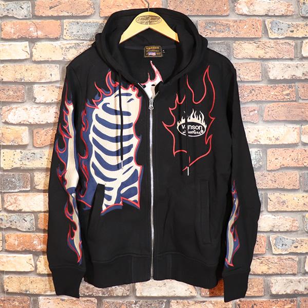 VANSON バンソン ZIP PARKA ジップパーカー FIRE SKELETON ファイヤー