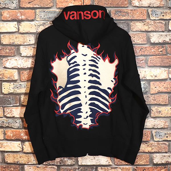 VANSON 骨 スケルトン パーカー vanson スケルトンパーカー ブラック