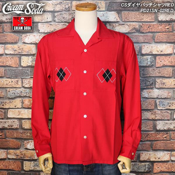 Cream Soda クリームソーダ Csダイヤパッチシャツred Pd21sn 02red ランキングtop10