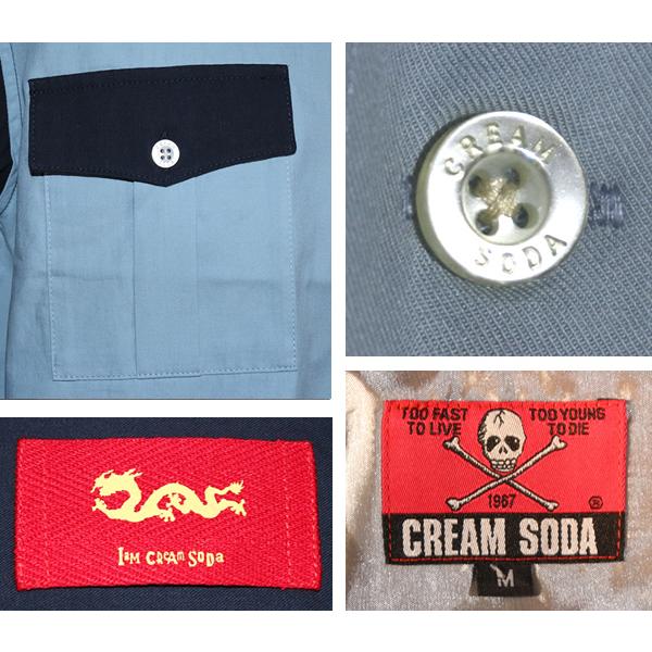 クリームソーダ（CREAM SODA） 配色フラップポケットシャツ NAVY