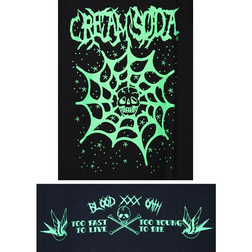 クリームソーダ（CREAM SODA） スパイダーウエブTシャツ BLACK PD23T 