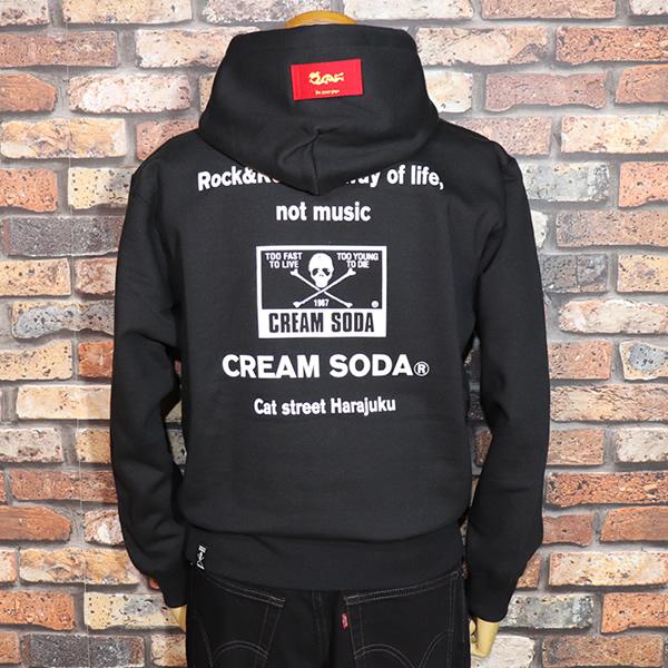 クリームソーダ CREAM SODA CS SKULL FLAGプルパーカー BLACK クリームソーダ CREAM SODA CS SKULL FLAGプルパーカー BLACK