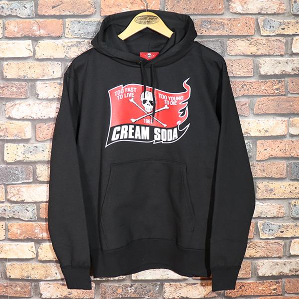 クリームソーダ CREAM SODA CS SKULL FLAGプルパーカー BLACK クリームソーダ CREAM SODA CS SKULL FLAGプルパーカー BLACK