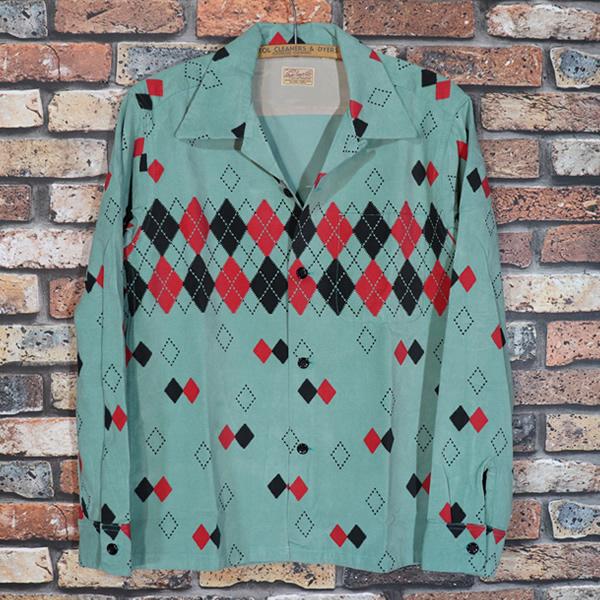STYLE EYES スタイルアイズ Mid 1950s Style 1950年代中期 CORDUROY SPORTS SHIRT ARGYLE MINT GREEN ミントグリーン