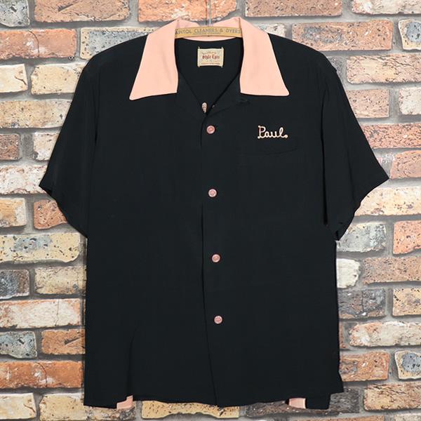 スタイルアイズ 東洋エンタープライズ ボウリングシャツ M 黒 ピンボタン STYLE EYES（スタイルアイズ） RAYON BOWLING SHIRT レーヨン