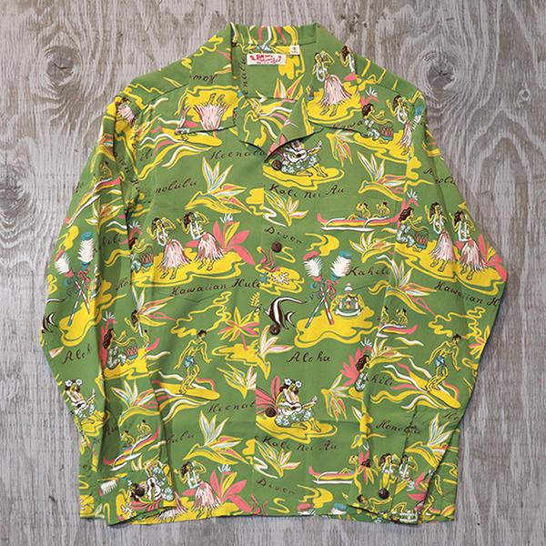 SUN SURF サンサーフ HAWAIIAN HULA ハワイアン・フラ L/S RAYON